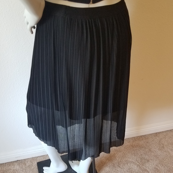 ASOS Black Pleated Midi Skirt Sz 4 - Picture 3 of 5